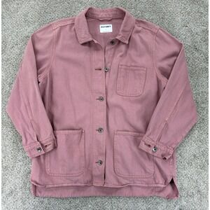 Old Navy Workwear Shacket Womens L Dusty Birch Cotton Denim Chore Cabin Jacket